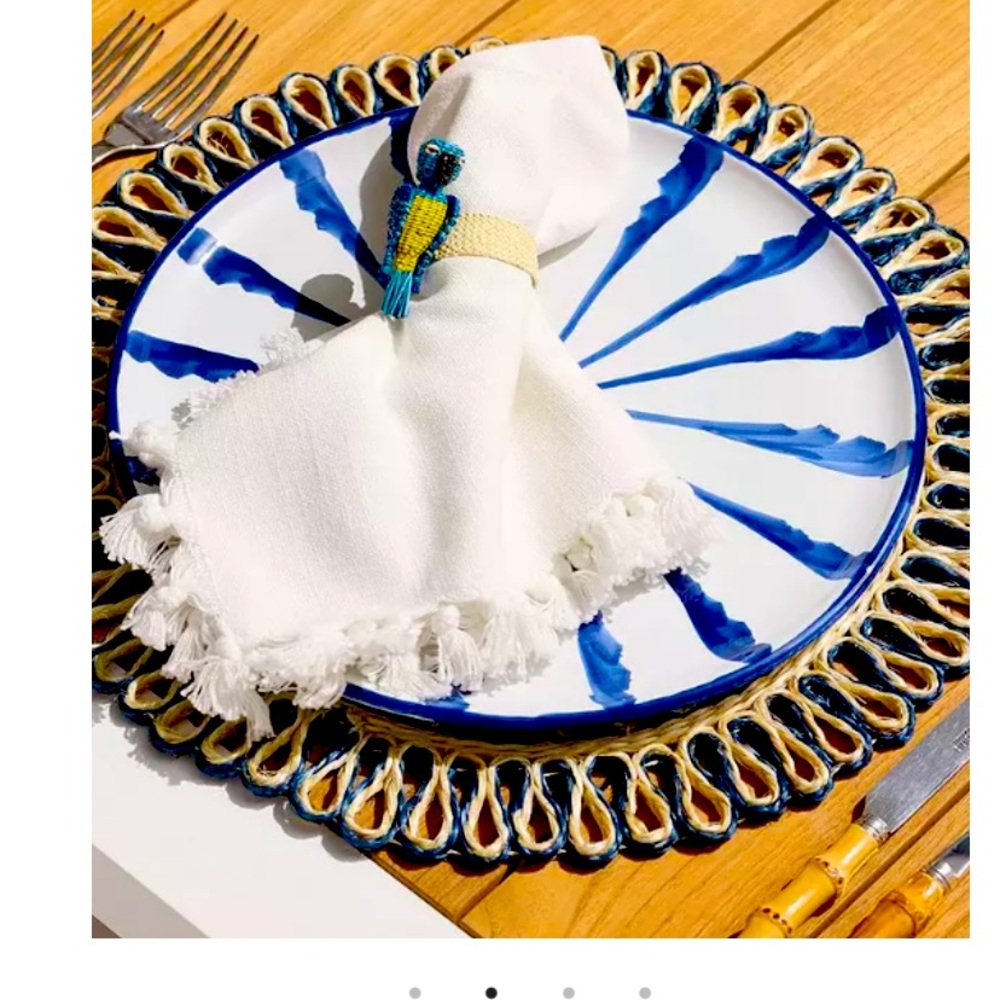 New Pottery Barn White Cotton Napkins with Tasseled Edges 20x20 (8)